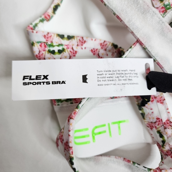 SHEFIT Flex Sports Bra White Pink Green Geometric Floral Print Size Smalll NWT - Picture 14 of 16